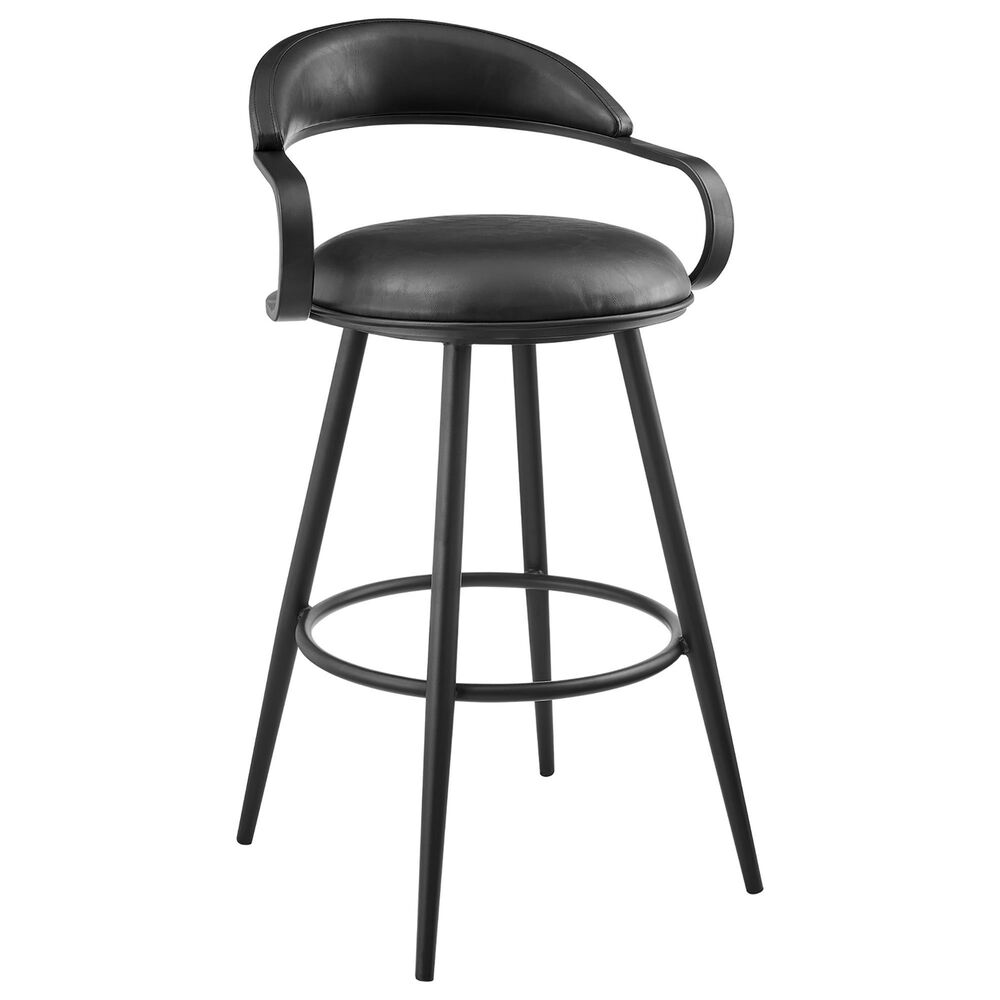 Armen Living Gardenia Swivel Counter Stool in Black, , large
