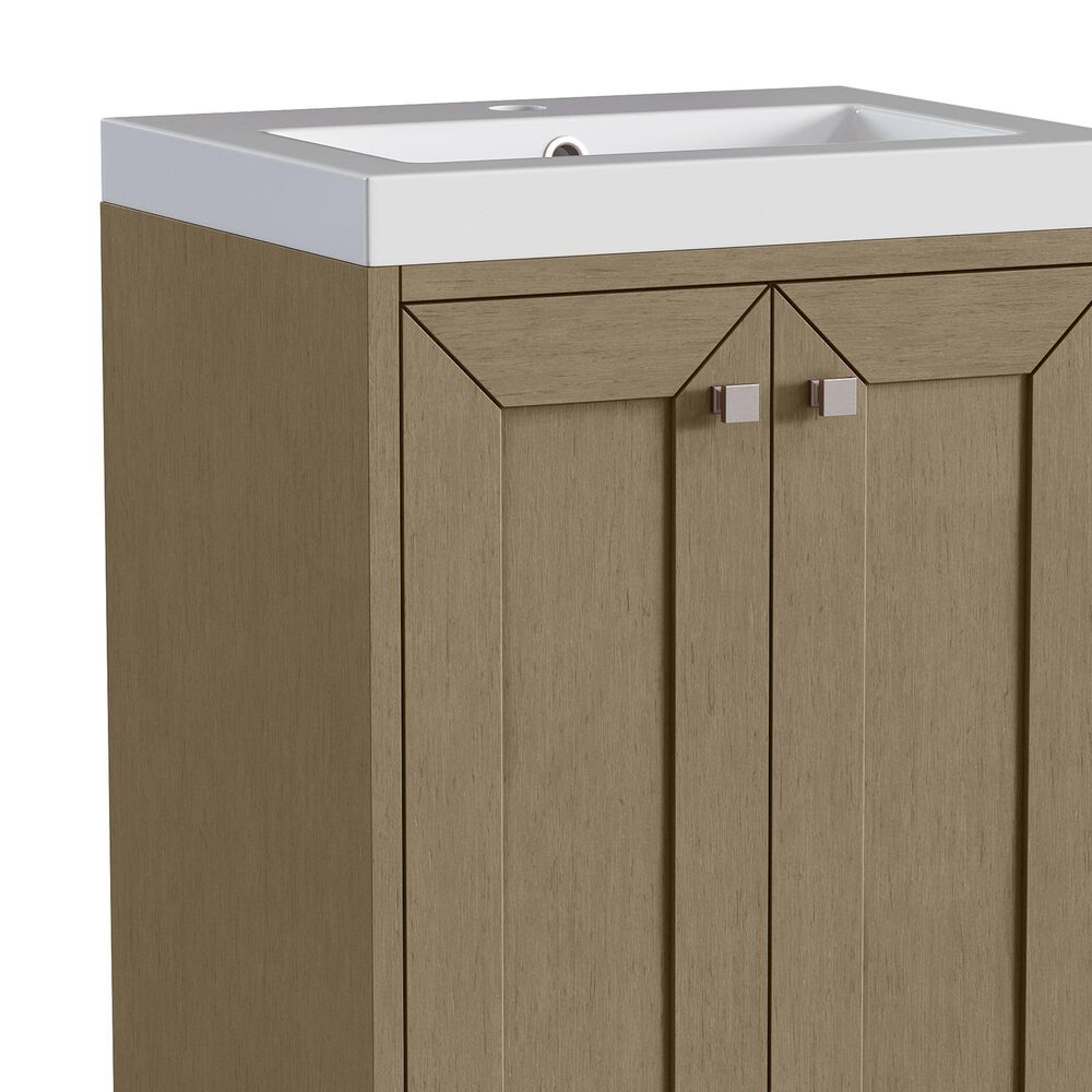 James Martin Vanities Chianti 20" Single Bathroom Vanity in Walnut Whisper with 2 cm White Glossy Composite Stone Top and Rectangular Sink, , large