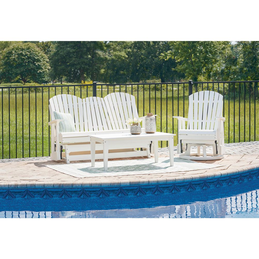 Ashley Hyland Wave Patio Glider Loveseat in White, , large