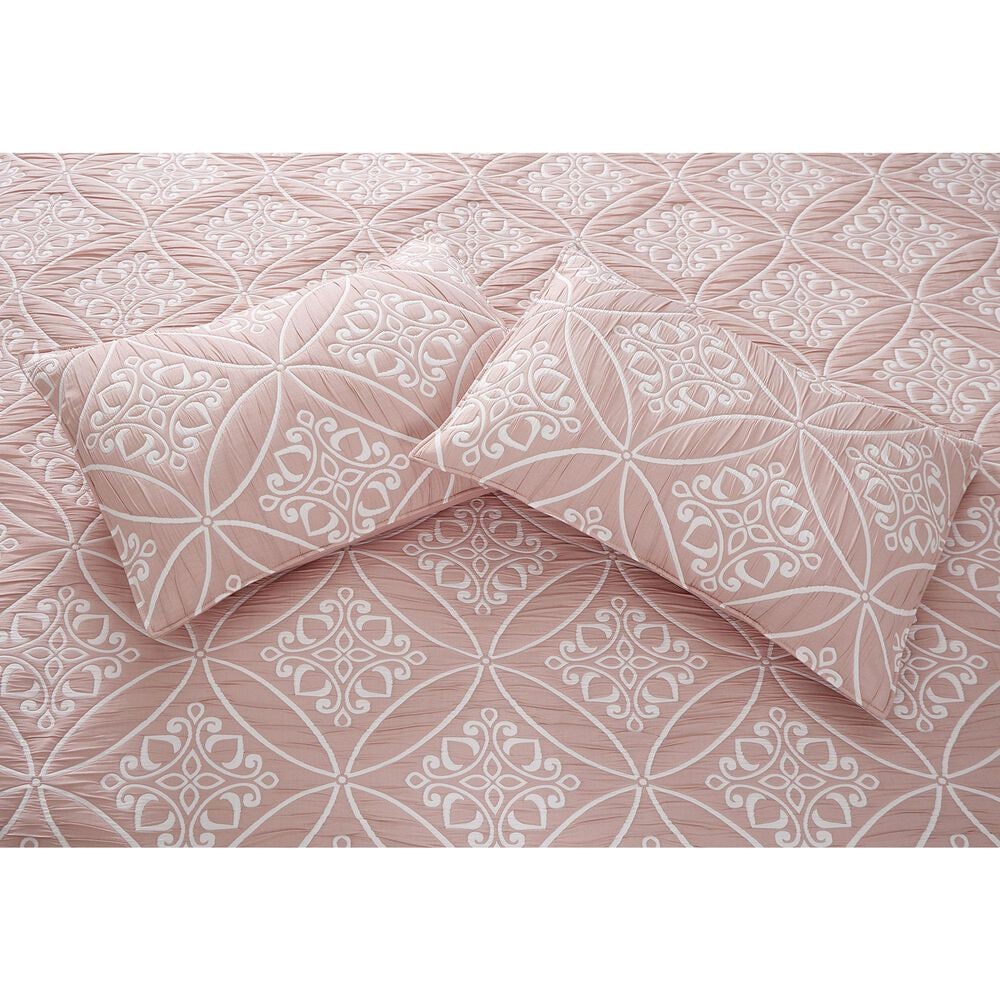Duke Imports 3-Piece Jacquard Full/Queen Quilt Set in Blush Mandala, , large