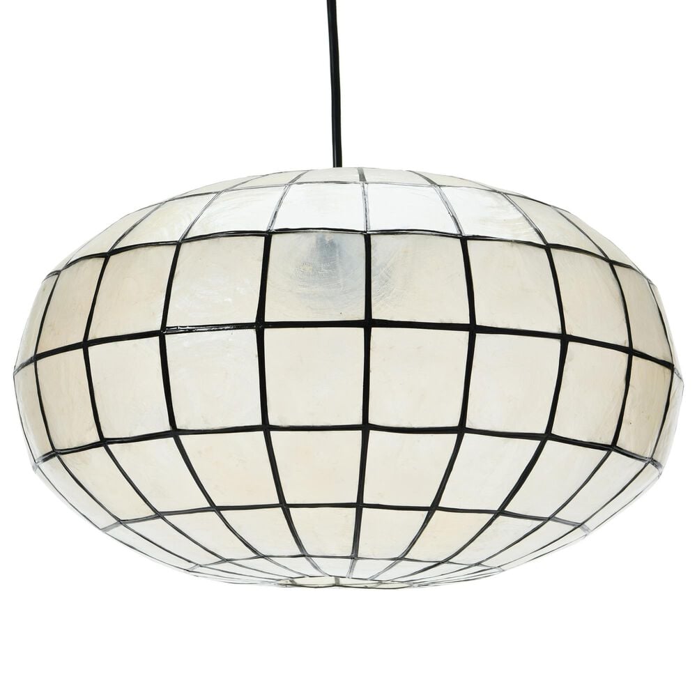 Creative Coop Ollie 1-Light Ceiling Light with White and Black Shade, , large