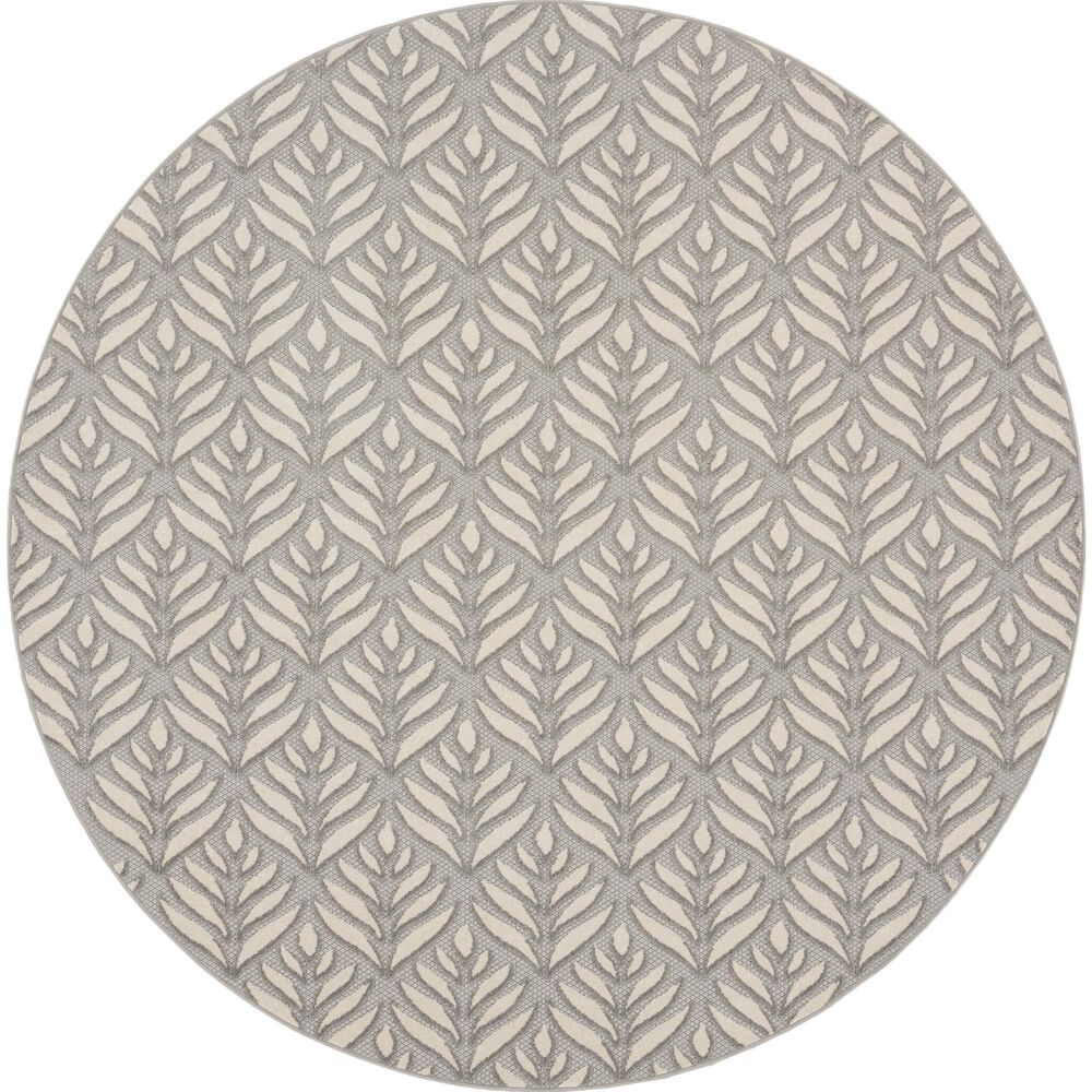 Nourison Aloha 7"10" Round Grey Indoor/Outdoor Area Rug, , large