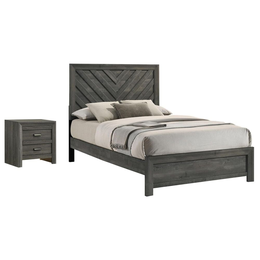Crown Mark Valor Full Bed with Nightstand in Gray, , large