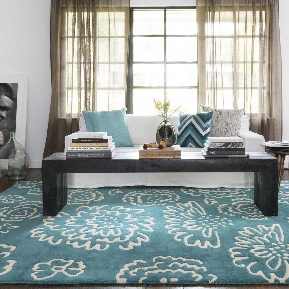 Loloi Nova NV-06 5' x 7'6" Teal/Ivory Area Rug, , large