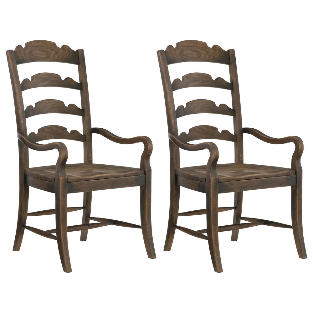 Hooker Furniture Hill Country Arm Chair in Timeworn Saddle Brown (Set of 2), , large