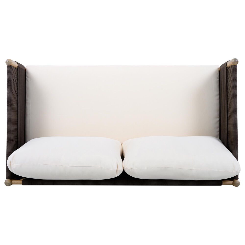 HOMLUX Outdoor Stationary Loveseat with Black Rope in Cream, , large
