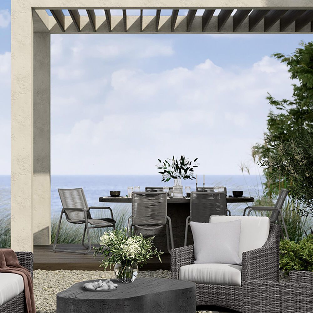 Ebel Outdoor Furniture Cabana Patio Arm Chair in Fog and Graphite, , large