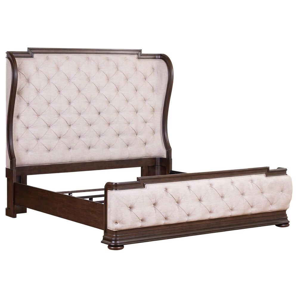 Belle Furnishings Provence Park Queen Upholstered Shelter Bed in Chateau Brown, , large