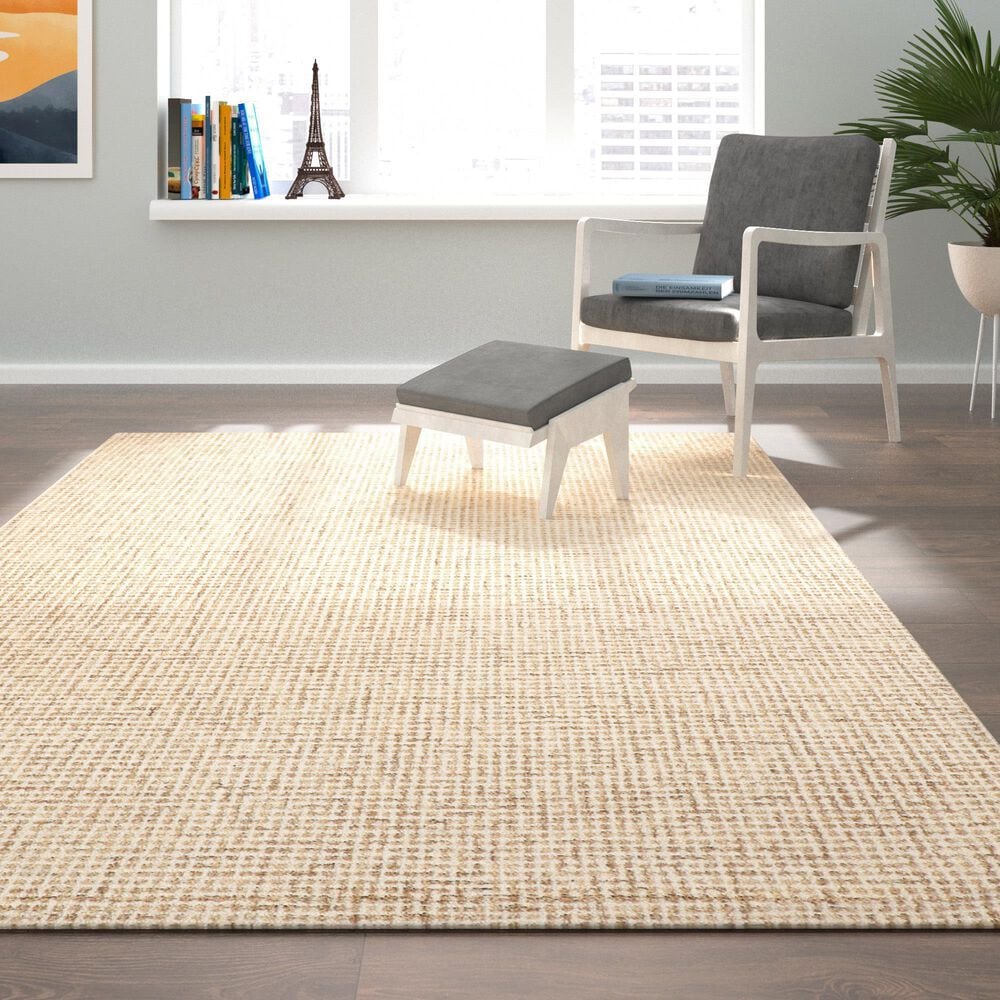 L&amp;R Resources Criss Cross Beige and Ivory 10' x 14' Area Rug, , large
