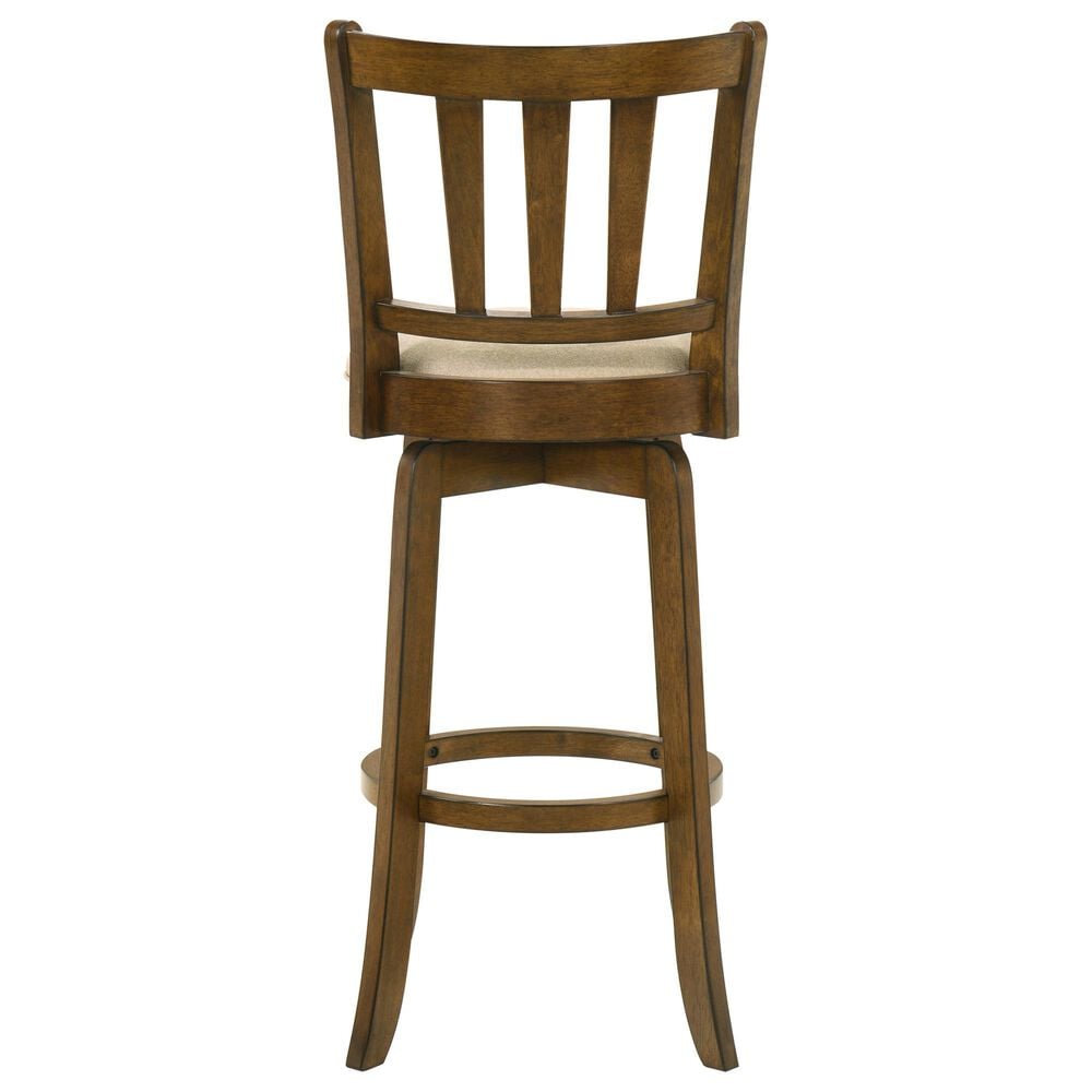 Armen Living Wren Swivel Bar Height Stool with Light Scone Upholstery in Sepia Brown, , large