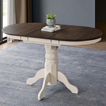 CorLiving Dillon Pedestal Dining Table in Dark Brown and Cream - Table Only, , large
