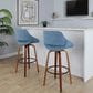 LumiSource Fabrico 30" Swivel Fixed-Height Bar Stool with Blue Noise Fabric Upholstery in Black and Walnut (Set of 2), , large