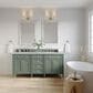 James Martin Vanities Brittany 72" Double Bathroom Vanity in Smokey Celadon with 3 cm Carrara White Marble Top and Rectangular Sinks, , large