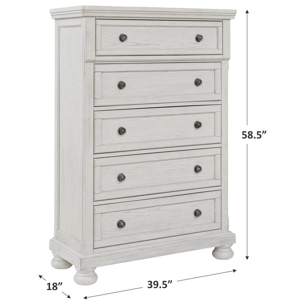 Ashley Robbinsdale 5 Drawer Double Knob Chest in Antique White, , large
