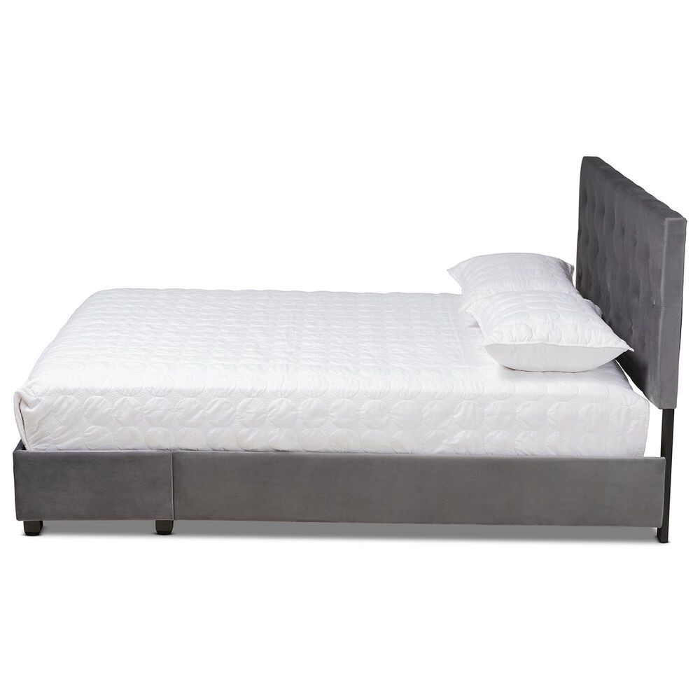 Baxton Studio Caronia Queen Upholstered Storage Bed in Grey, , large