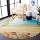 Safavieh Barbados Tropical Beach Seashell 5"3" Round Gold and Blue Indoor/Outdoor Area Rug, , large