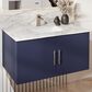 Lexora Home Geneva 36" Single Bathroom Vanity in Navy Blue with 2 cm White Carrara Marble Top and Rectangular Sink, , large