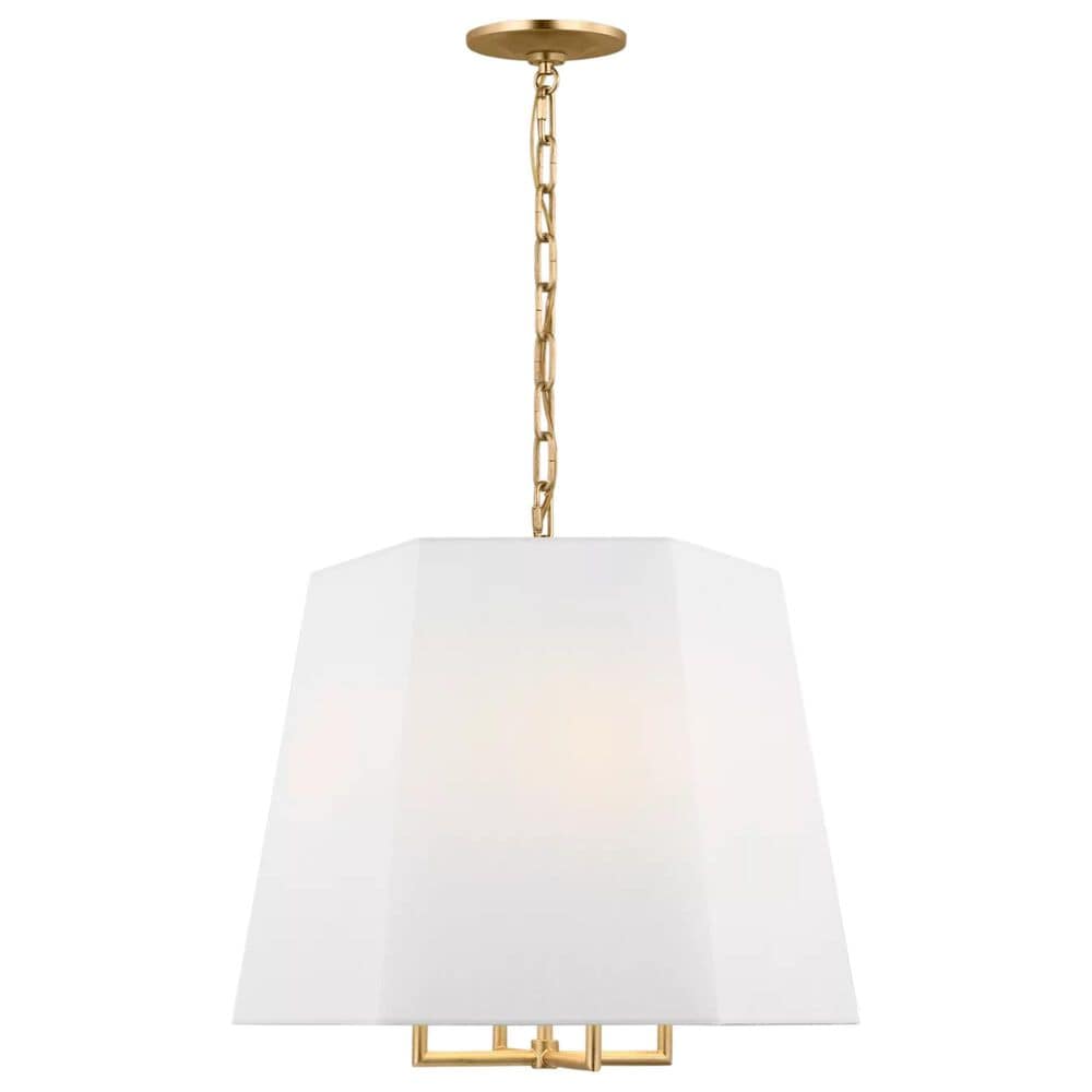 Visual Comfort Studio Lille 20" 4-Light Pendant Light in Gild with Faux Raw Silk Shade, , large