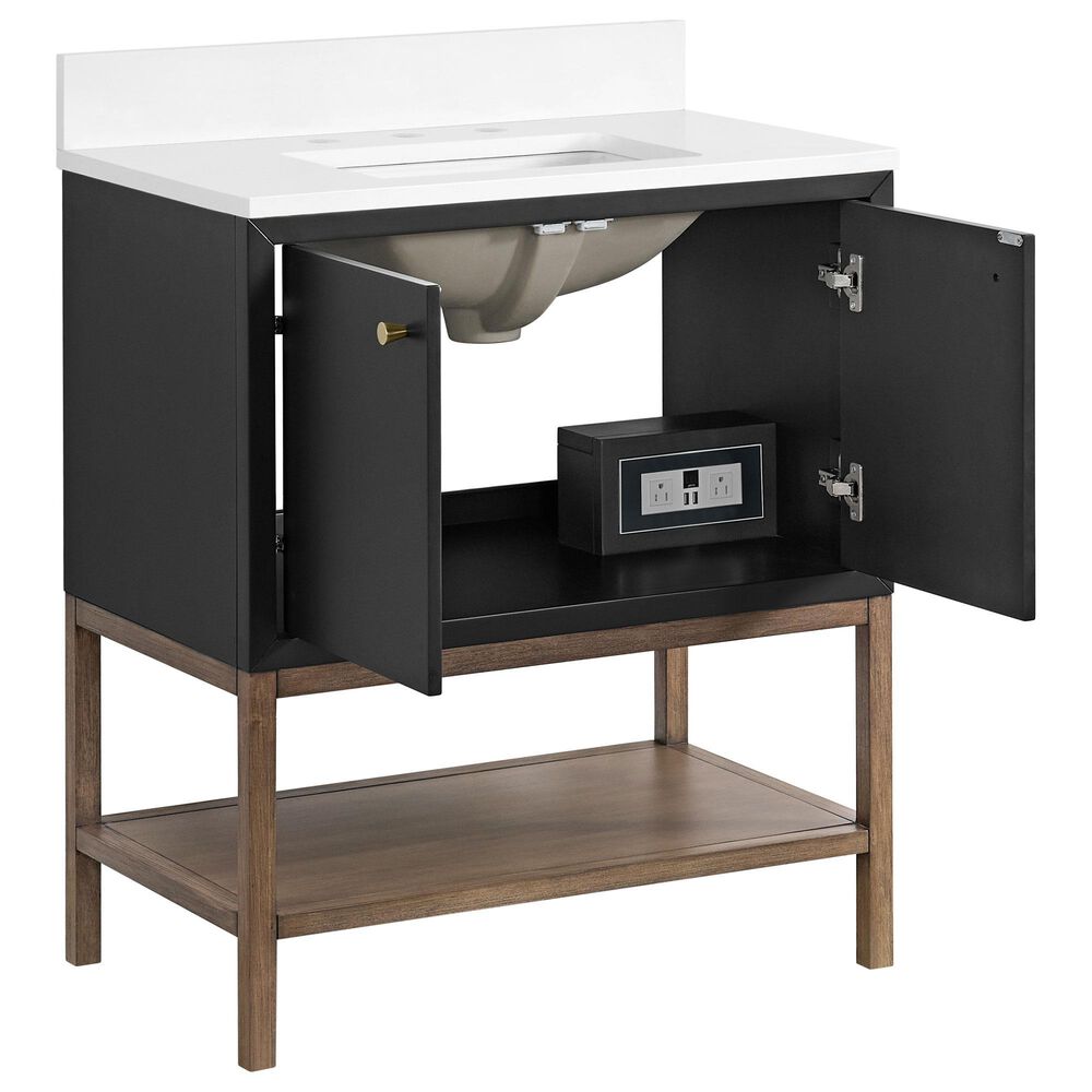 37B Isadore 30" Single Bathroom Vanity Cabinet in Tricorn Black and White Composite Stone Top and Backsplash, , large