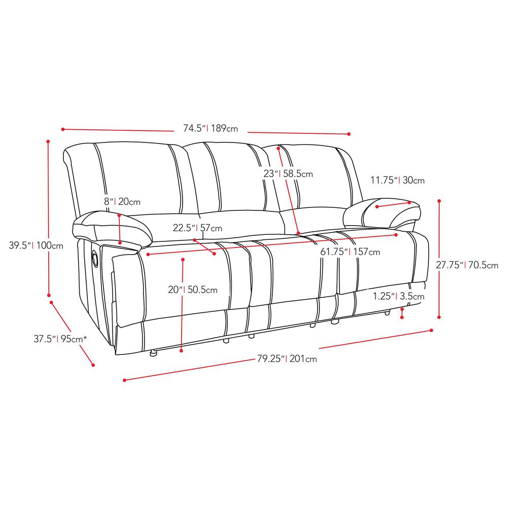 CorLiving Lea Reclining Console Sofa with Cupholders in Beige Fabric, , large