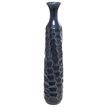 Maple and Jade 40" Tall Floor Geometric Decorative Vase in Polished Teal and Gold, , large