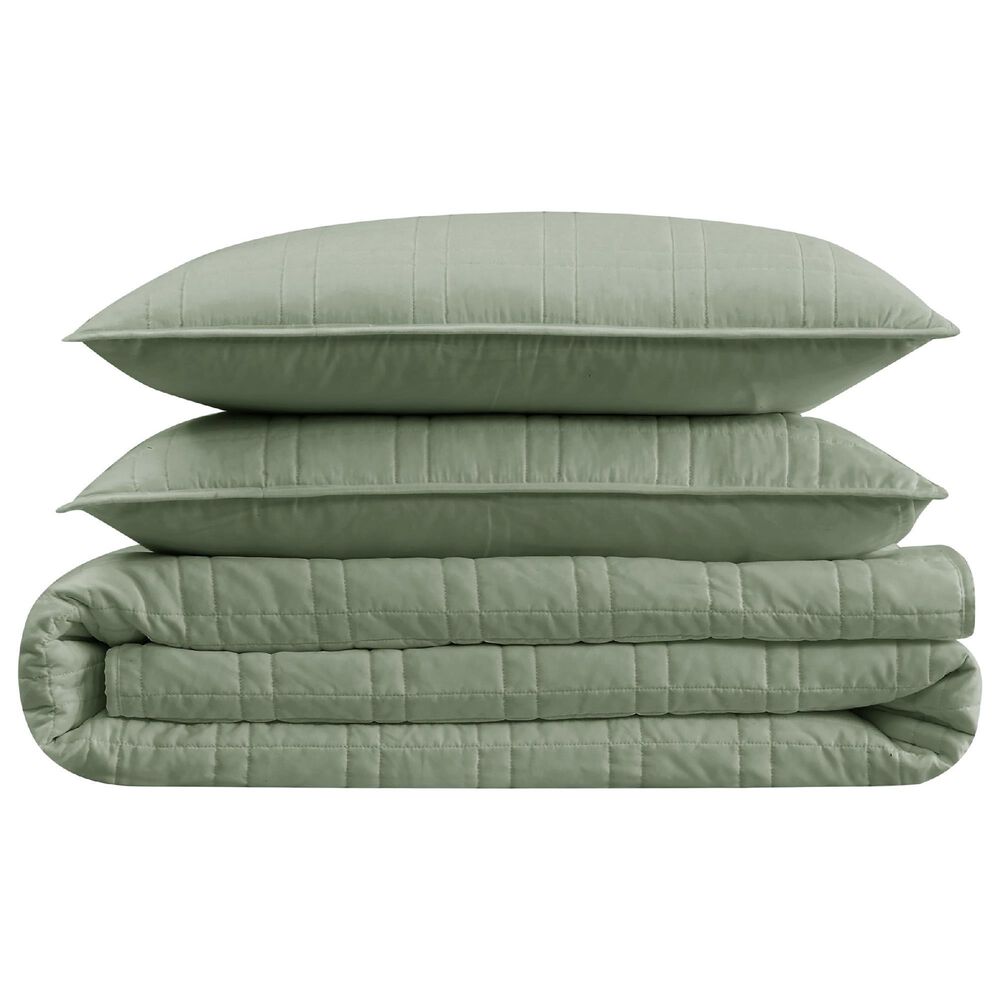 Pem America Cannon Solid 3-Piece King Quilt Set in Green, , large
