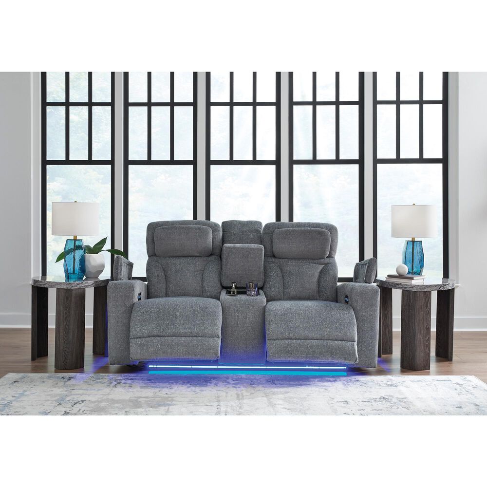 Ashley Forest Lake Power Reclining Loveseat in Steel, , large
