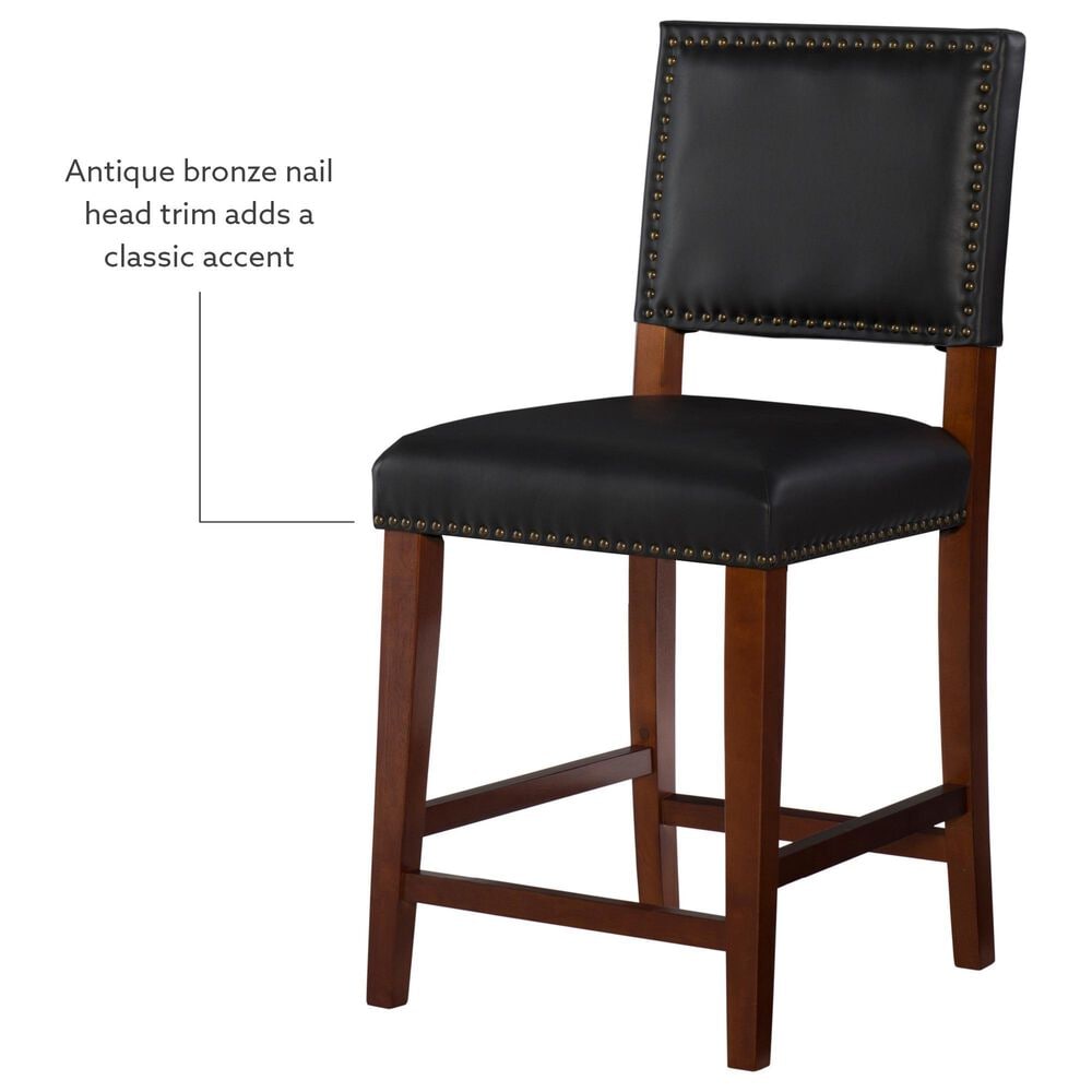 Linden Boulevard Brook Counter Stool with Black Upholstery in Cherry, , large