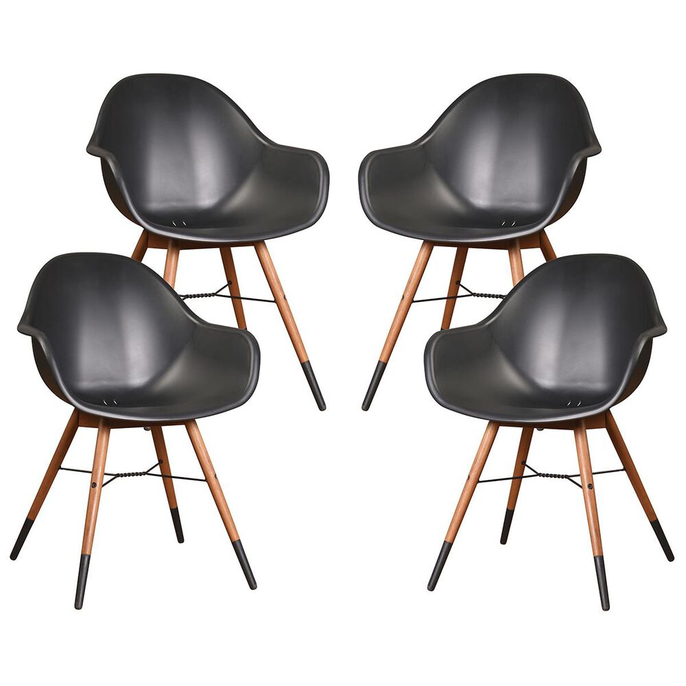 International Home Miami Amazonia Charlotte Deluxe 4-Piece Patio Arm Chair Set in Black, , large