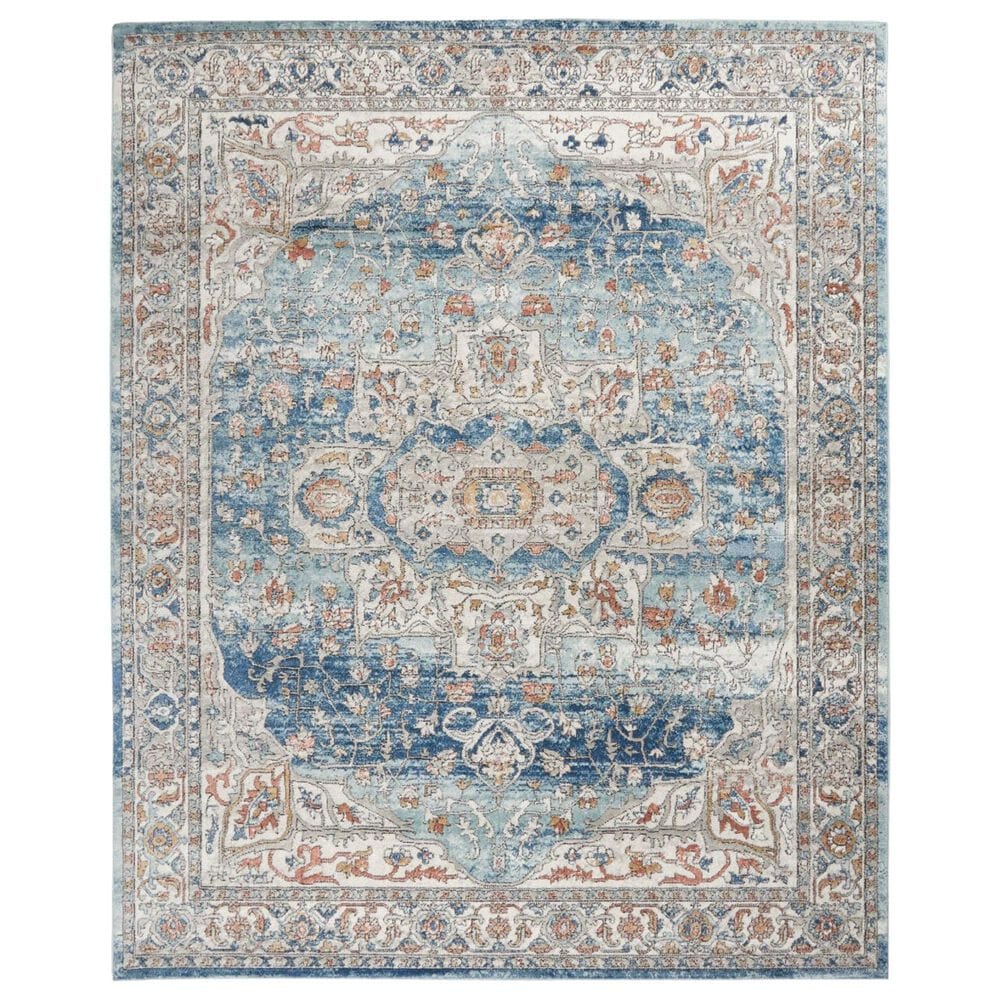 Nourison Quarry QUA11 6"7" x 9"6" Ivory and Blue Area Rug, , large
