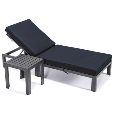 Leisuremod Chelsea 2-Piece Patio Chaise Lounge Chair Set with Black Cushion in Black, , large