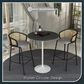 Leisuremod LeisureMod Verve Collection Modern Bar Height Table White Base with 36 Round Black Marbelized Sintered Stone Top, , large