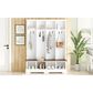 HOMLUX 8-Hook Hall Tree with Entryway Bench in White and Walnut, , large