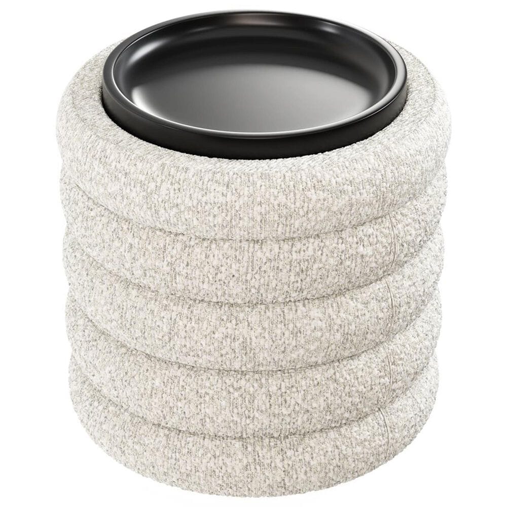 Golden Wave Furniture Zuri 19&quot; Ottoman with Storage and Tray in Soothe Fog, , large