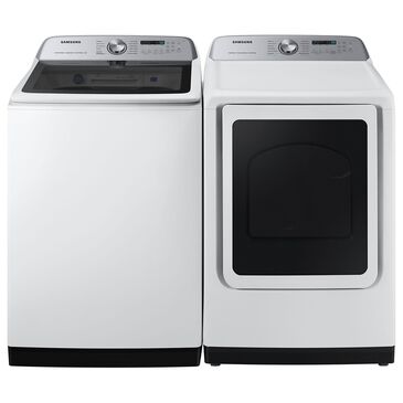Samsung 5.1 Cu. Ft. Top Load Washer and 7.4 Cu. Ft. Electric Dryer Laundry Pair in White, , large