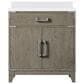 Lexora Home Laurel 30" Single Bathroom Vanity in Grey Oak with White Cultured Marble Top and Rectangular Sink, , large