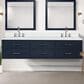 Lexora Home Castor 80" Double Bathroom Vanity in Blue with 2 cm White Quartz Top and Rectangular Sinks, , large