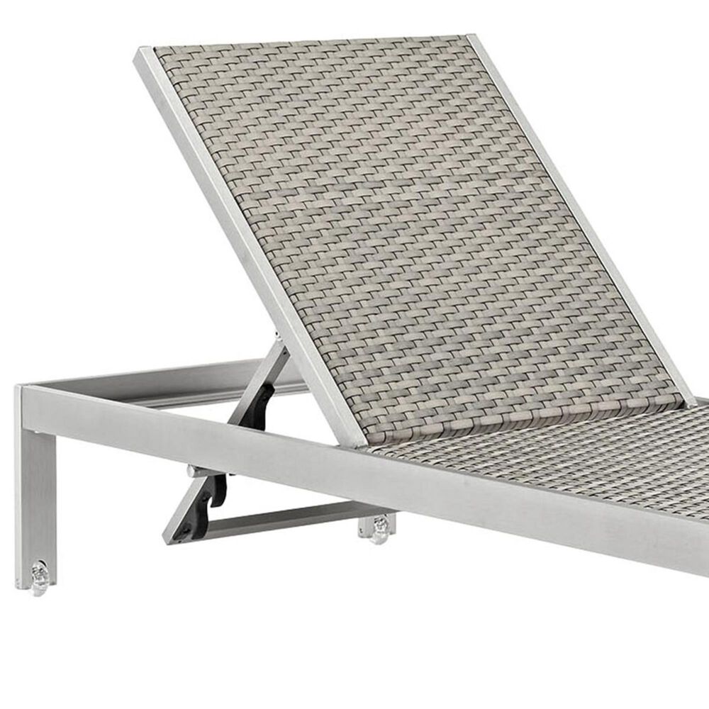 Modway Shore 3-Piece Outdoor Patio Aluminum Chaise Set in Silver and Gray Wicker, , large