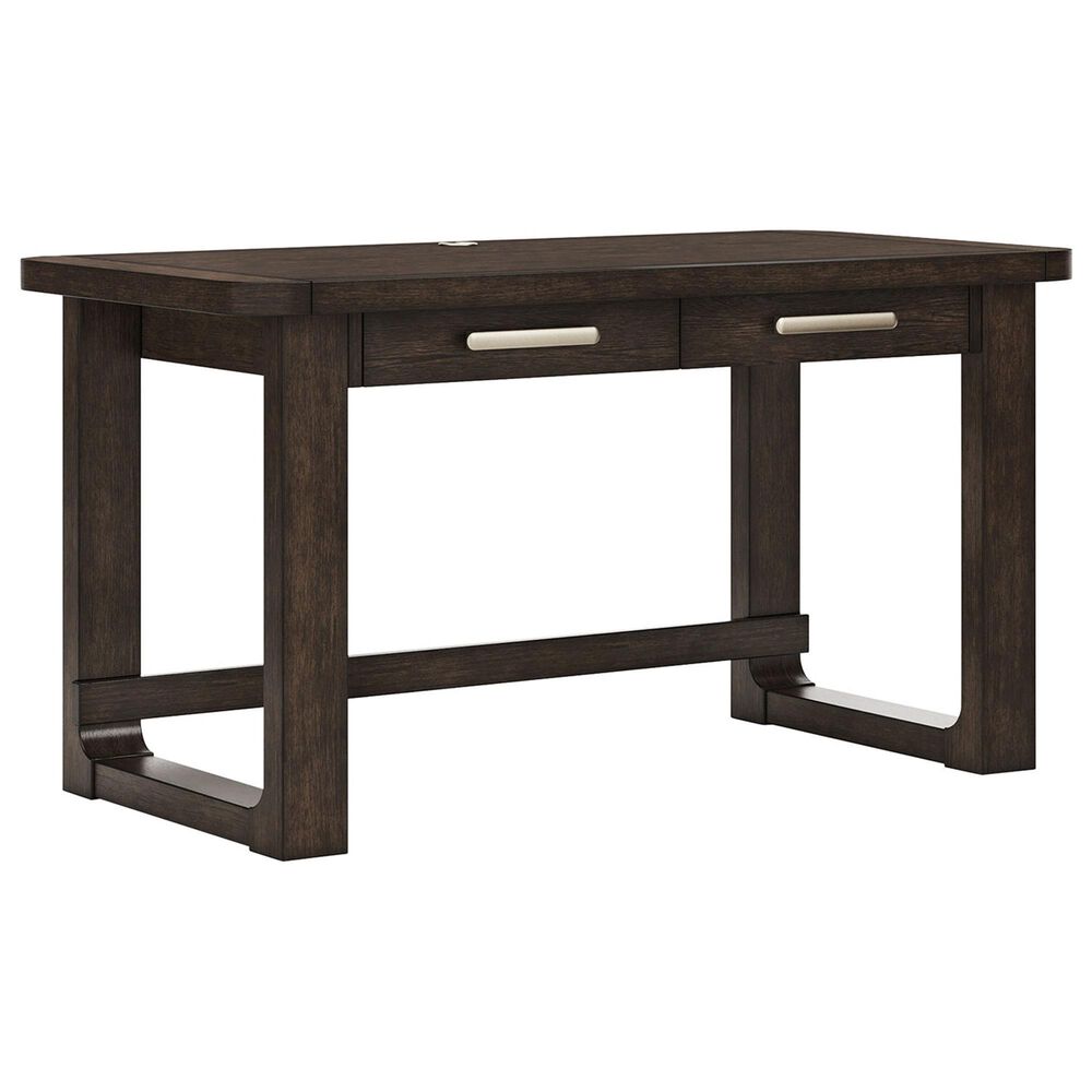Ashley Breckington 3-Piece Desk with Bookcase and Chair Set in Dark Brown, , large