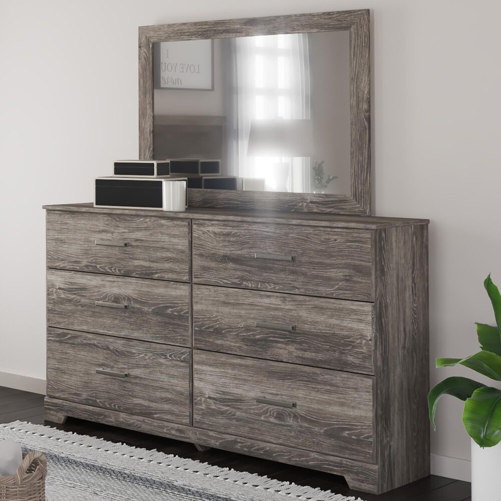 Ashley Ralinksi 6 Drawer Dresser and Mirror in Gray, , large