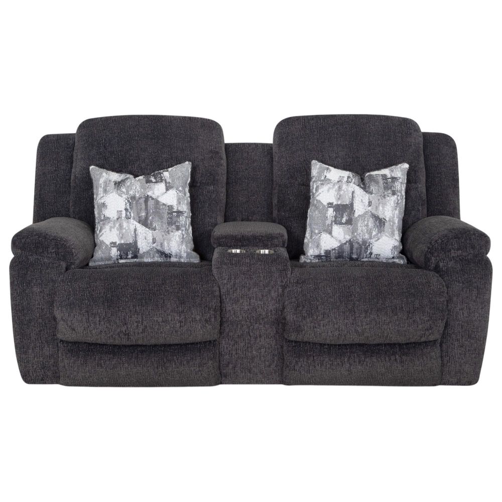 Moore Furniture Heston Manual Reclining Console Loveseat with Storage in Frenzy Graphite, , large