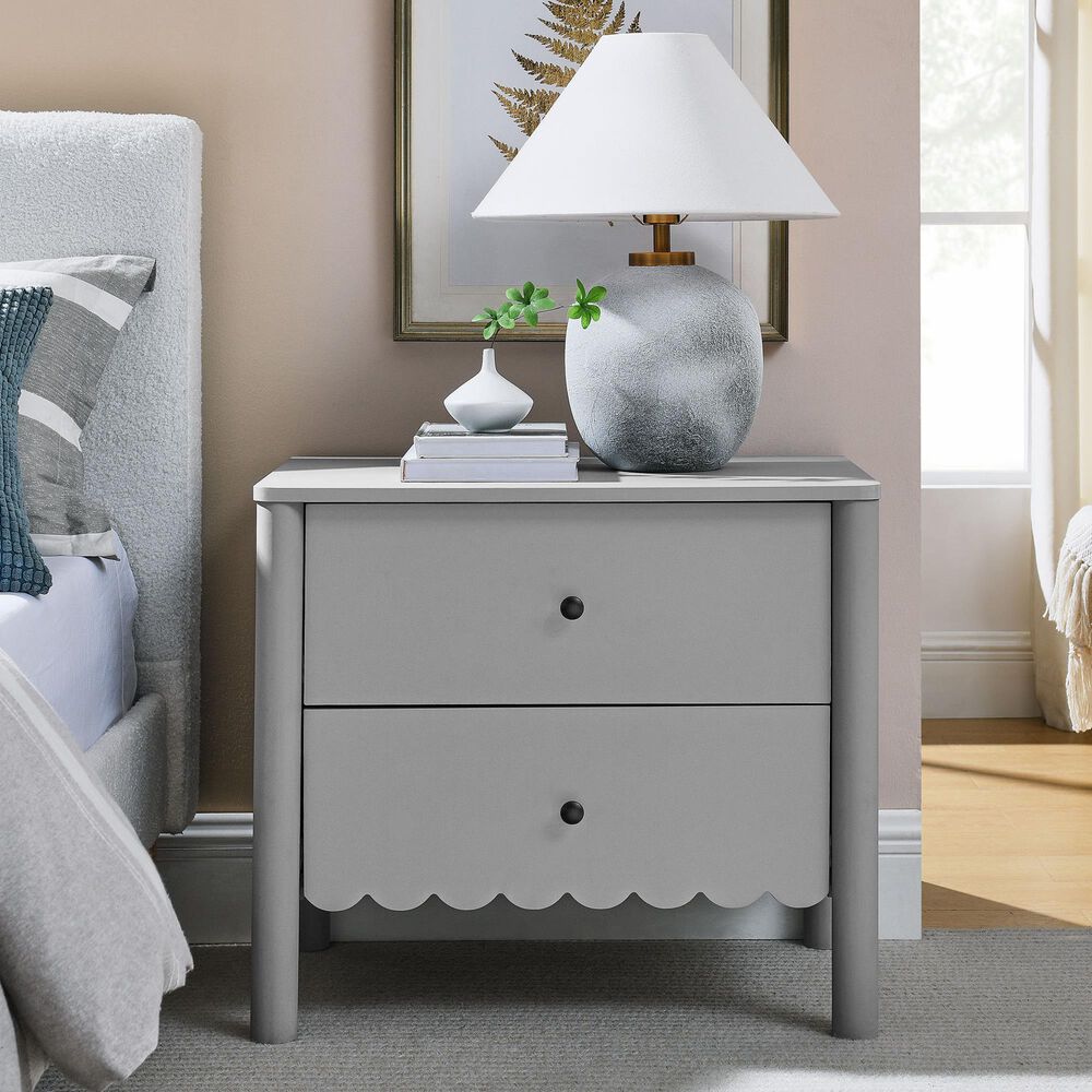 Modway Emmeline Scalloped 2 Drawer Nightstand in Light Gray, , large