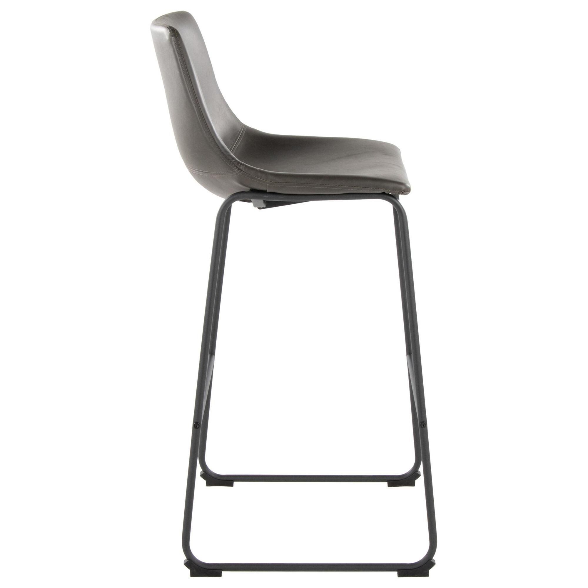 Lumisource Duke Fixed-Height Barstool with Grey Cushion in Black