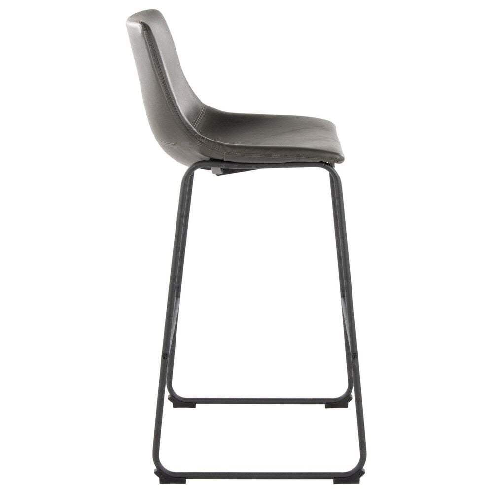 Lumisource Duke Fixed-Height Barstool with Grey Cushion in Black, , large