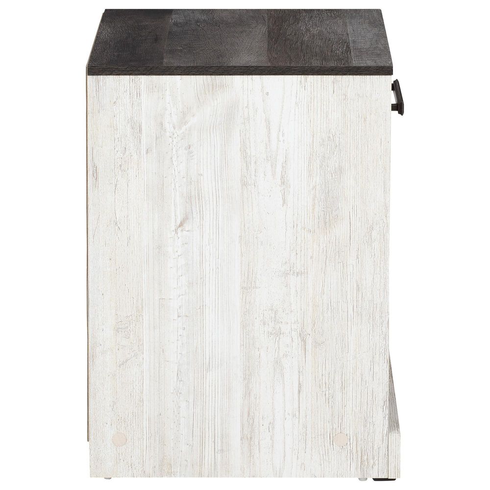 Ashley Shawburn 1-Drawer Nightstand in Whitewash and Charcoal Gray, , large