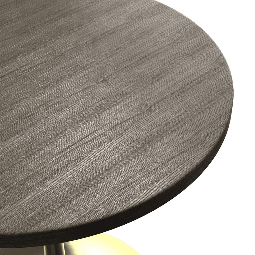 Leisuremod LeisureMod Verve Collection 27 Round Dining Table, Brushed Gold Base with Dark Maple MDF Top, , large
