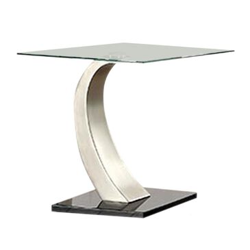 Furniture of America Frederick End Table in Satin Plated/Black, , large