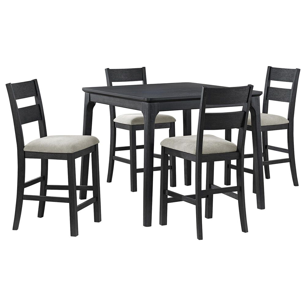 Mayberry Hill Garcia 5-Piece Rectangular Counter Dining Set in Black, , large