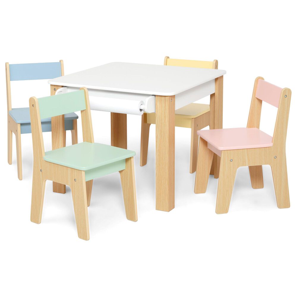 Delta Children GapKids 5-Piece Table and Chair Set with Paper Roll Holder in Pastel, , large