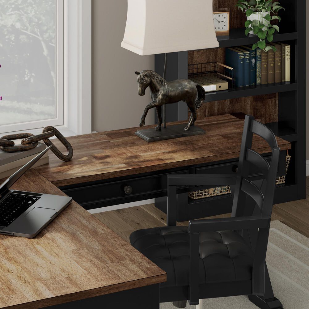 Ashley Wildenauer Swivel Desk Chair in Warm Satin Black, , large